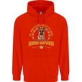 A German Shepherd Dog Mens 80% Cotton Hoodie Bright Red