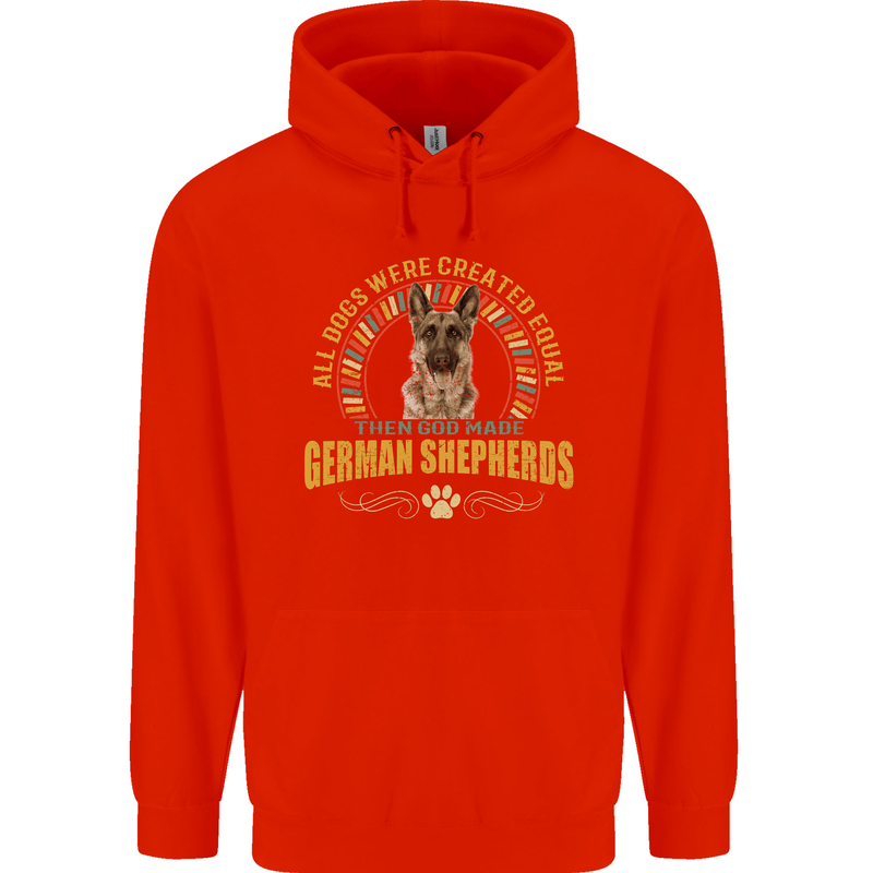 A German Shepherd Dog Mens 80% Cotton Hoodie Bright Red
