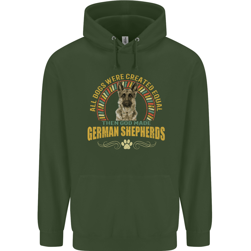A German Shepherd Dog Mens 80% Cotton Hoodie Forest Green