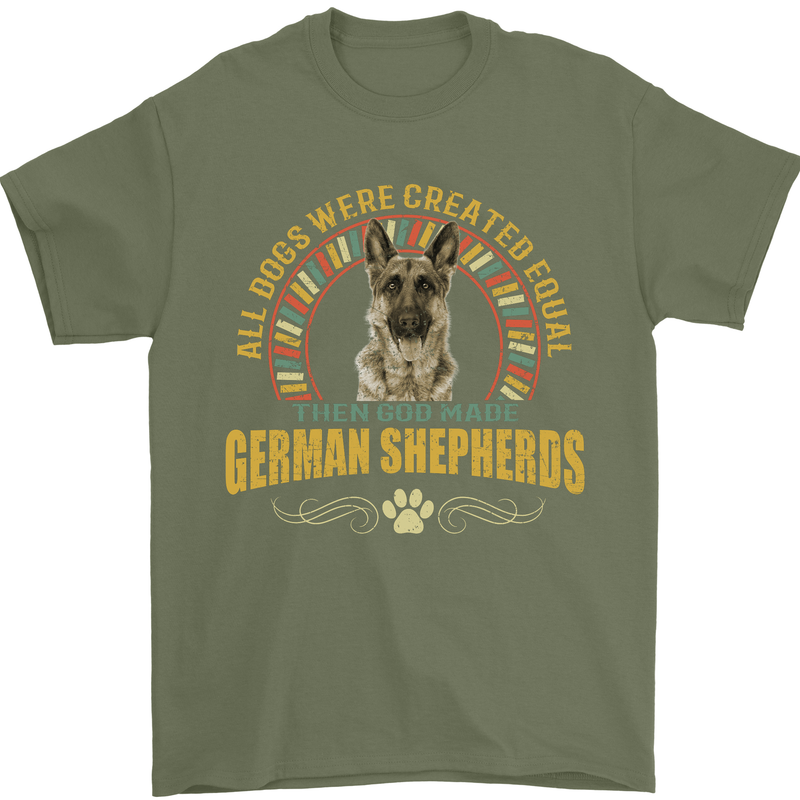 A German Shepherd Dog Mens T-Shirt 100% Cotton Military Green