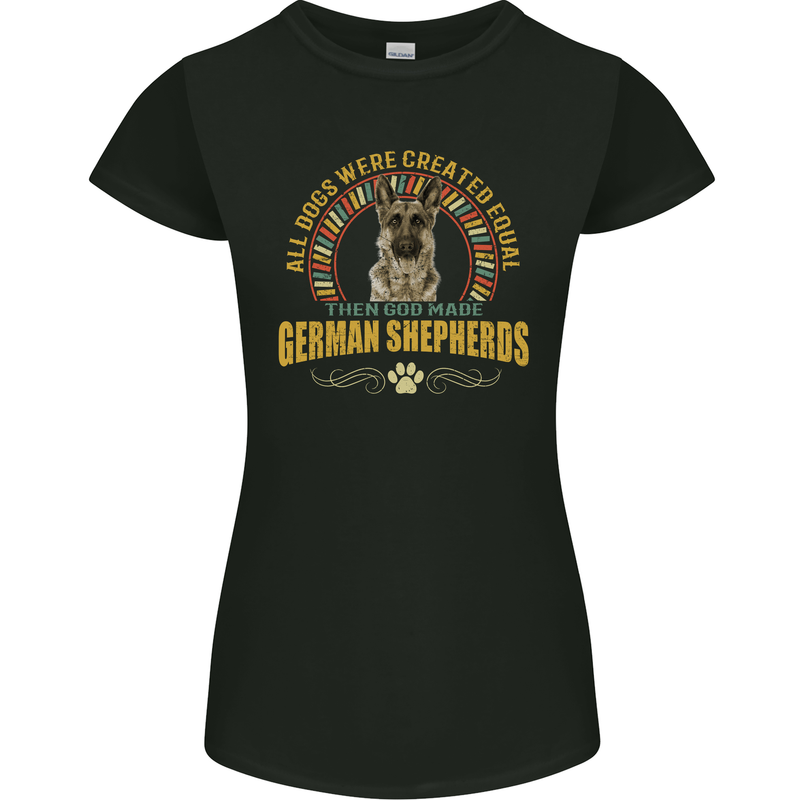 A German Shepherd Dog Womens Petite Cut T-Shirt Black