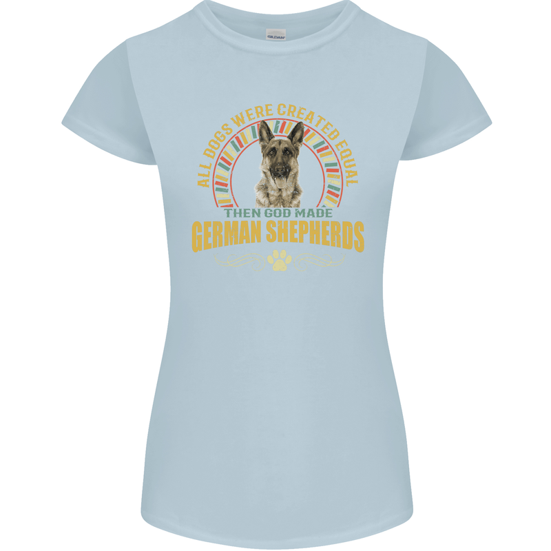 A German Shepherd Dog Womens Petite Cut T-Shirt Light Blue