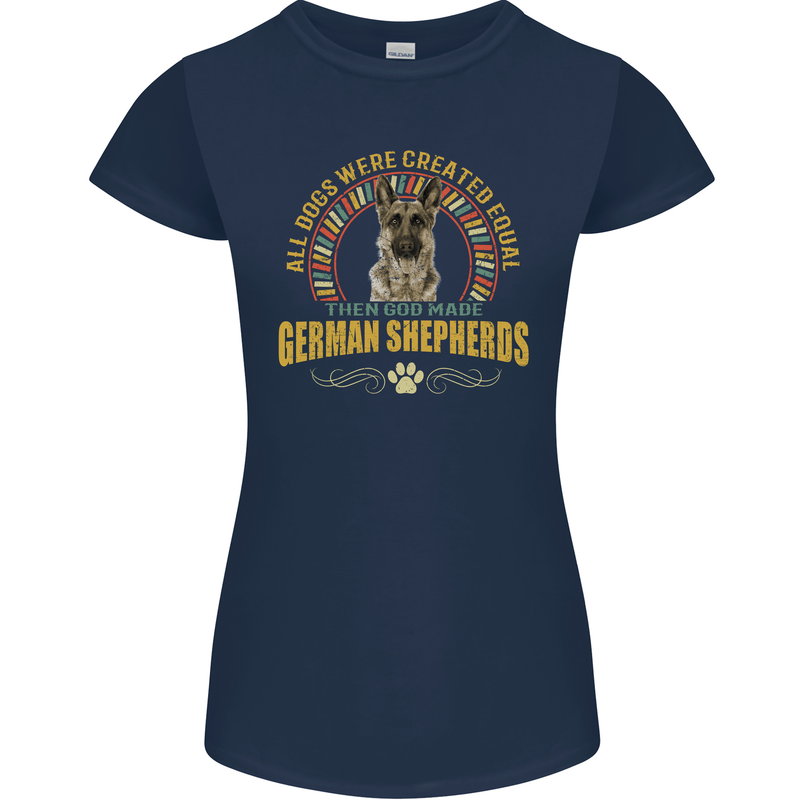 A German Shepherd Dog Womens Petite Cut T-Shirt Navy Blue