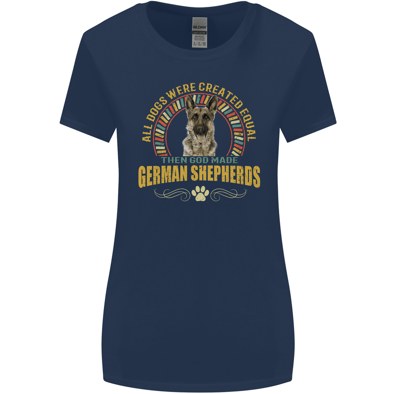 A German Shepherd Dog Womens Wider Cut T-Shirt Navy Blue