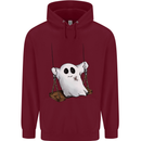 A Ghost on a Swing Halloween Funny Spirit Childrens Kids Hoodie Maroon