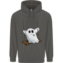 A Ghost on a Swing Halloween Funny Spirit Childrens Kids Hoodie Storm Grey