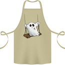 A Ghost on a Swing Halloween Funny Spirit Cotton Apron 100% Organic Khaki