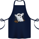 A Ghost on a Swing Halloween Funny Spirit Cotton Apron 100% Organic Navy Blue