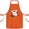 A Ghost on a Swing Halloween Funny Spirit Cotton Apron 100% Organic Orange