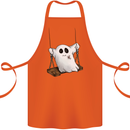 A Ghost on a Swing Halloween Funny Spirit Cotton Apron 100% Organic Orange