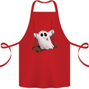 A Ghost on a Swing Halloween Funny Spirit Cotton Apron 100% Organic Red