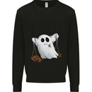 A Ghost on a Swing Halloween Funny Spirit Kids Sweatshirt Jumper Black