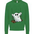 A Ghost on a Swing Halloween Funny Spirit Kids Sweatshirt Jumper Irish Green