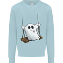 A Ghost on a Swing Halloween Funny Spirit Kids Sweatshirt Jumper Light Blue