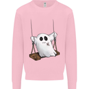 A Ghost on a Swing Halloween Funny Spirit Kids Sweatshirt Jumper Light Pink