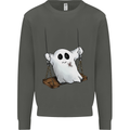 A Ghost on a Swing Halloween Funny Spirit Kids Sweatshirt Jumper Storm Grey