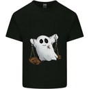 A Ghost on a Swing Halloween Funny Spirit Kids T-Shirt Childrens Black