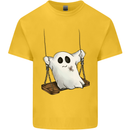 A Ghost on a Swing Halloween Funny Spirit Kids T-Shirt Childrens Yellow