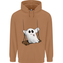 A Ghost on a Swing Halloween Funny Spirit Mens 80% Cotton Hoodie Caramel Latte