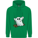 A Ghost on a Swing Halloween Funny Spirit Mens 80% Cotton Hoodie Irish Green