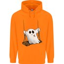A Ghost on a Swing Halloween Funny Spirit Mens 80% Cotton Hoodie Orange