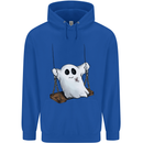 A Ghost on a Swing Halloween Funny Spirit Mens 80% Cotton Hoodie Royal Blue