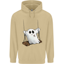 A Ghost on a Swing Halloween Funny Spirit Mens 80% Cotton Hoodie Sand