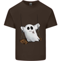 A Ghost on a Swing Halloween Funny Spirit Mens Cotton T-Shirt Tee Top Dark Chocolate