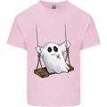 A Ghost on a Swing Halloween Funny Spirit Mens Cotton T-Shirt Tee Top Light Pink
