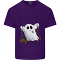 A Ghost on a Swing Halloween Funny Spirit Mens Cotton T-Shirt Tee Top Purple