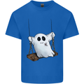 A Ghost on a Swing Halloween Funny Spirit Mens Cotton T-Shirt Tee Top Royal Blue