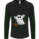 A Ghost on a Swing Halloween Funny Spirit Mens Long Sleeve T-Shirt Black