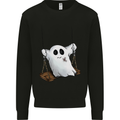 A Ghost on a Swing Halloween Funny Spirit Mens Sweatshirt Jumper Black