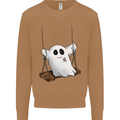 A Ghost on a Swing Halloween Funny Spirit Mens Sweatshirt Jumper Caramel Latte
