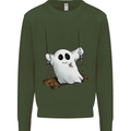 A Ghost on a Swing Halloween Funny Spirit Mens Sweatshirt Jumper Forest Green