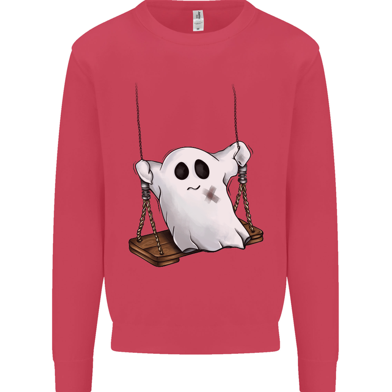 A Ghost on a Swing Halloween Funny Spirit Mens Sweatshirt Jumper Heliconia