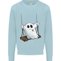 A Ghost on a Swing Halloween Funny Spirit Mens Sweatshirt Jumper Light Blue