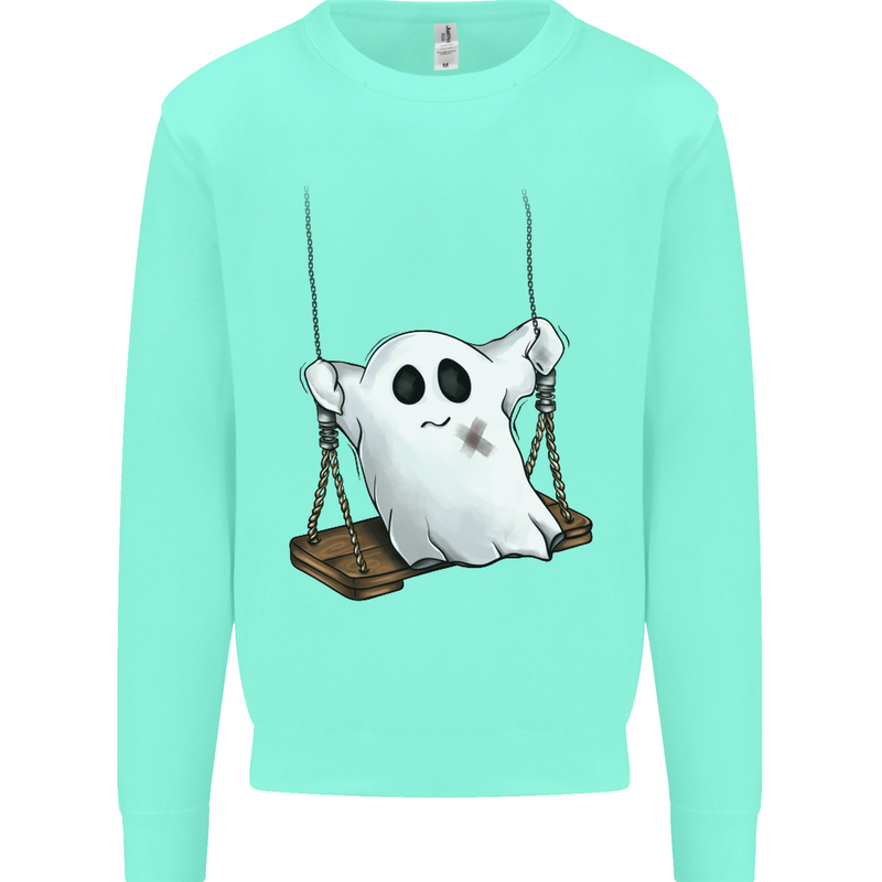 A Ghost on a Swing Halloween Funny Spirit Mens Sweatshirt Jumper Peppermint