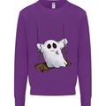 A Ghost on a Swing Halloween Funny Spirit Mens Sweatshirt Jumper Purple