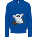 A Ghost on a Swing Halloween Funny Spirit Mens Sweatshirt Jumper Royal Blue