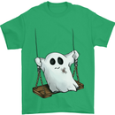 A Ghost on a Swing Halloween Funny Spirit Mens T-Shirt Cotton Gildan Irish Green
