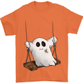 A Ghost on a Swing Halloween Funny Spirit Mens T-Shirt Cotton Gildan Orange
