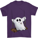 A Ghost on a Swing Halloween Funny Spirit Mens T-Shirt Cotton Gildan Purple