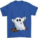 A Ghost on a Swing Halloween Funny Spirit Mens T-Shirt Cotton Gildan Royal Blue