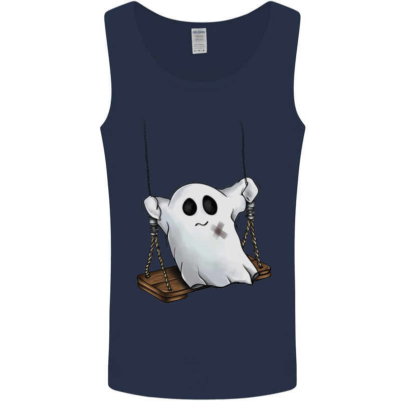 A Ghost on a Swing Halloween Funny Spirit Mens Vest Tank Top Navy Blue