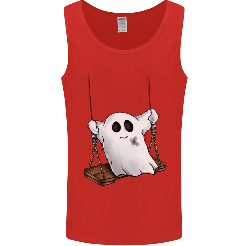 A Ghost on a Swing Halloween Funny Spirit Mens Vest Tank Top Red
