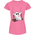 A Ghost on a Swing Halloween Funny Spirit Womens Petite Cut T-Shirt Azalea