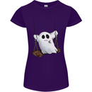 A Ghost on a Swing Halloween Funny Spirit Womens Petite Cut T-Shirt Purple