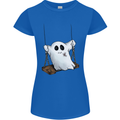 A Ghost on a Swing Halloween Funny Spirit Womens Petite Cut T-Shirt Royal Blue