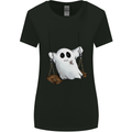 A Ghost on a Swing Halloween Funny Spirit Womens Wider Cut T-Shirt Black